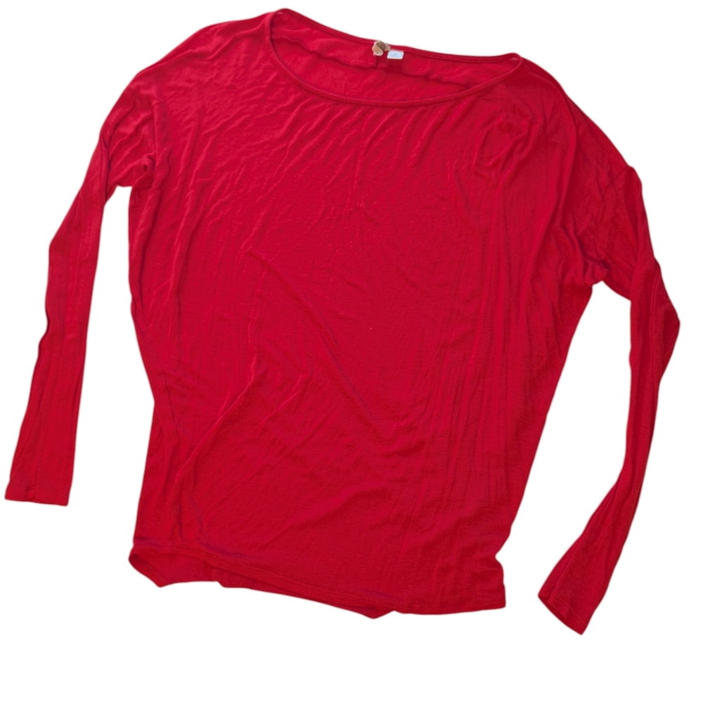 Boho Red Dolman Sleeve Top Size Small Made in USA
